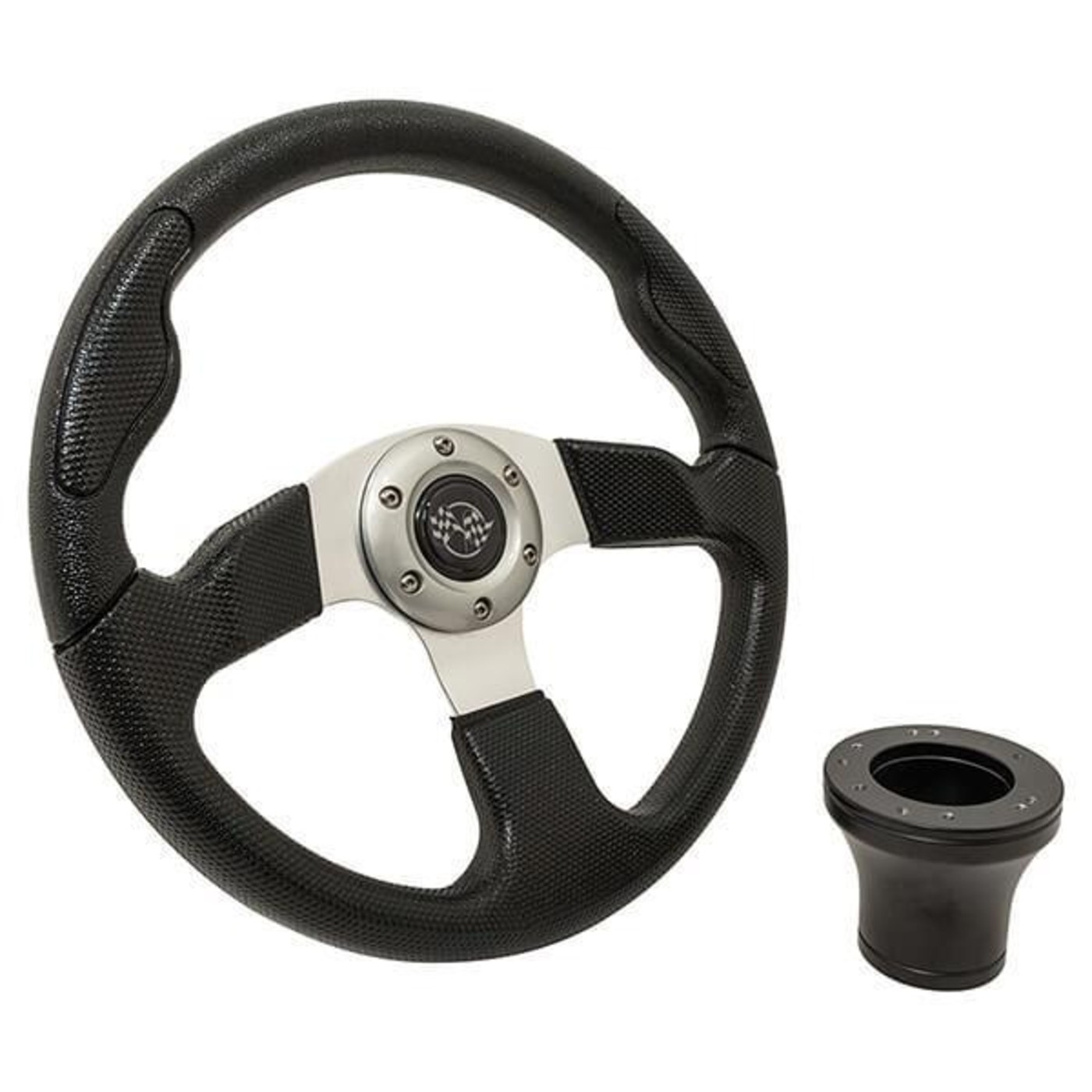 Club Car DS Black Sport Steering Wheel Kit 1982 Up Prime Golf Parts