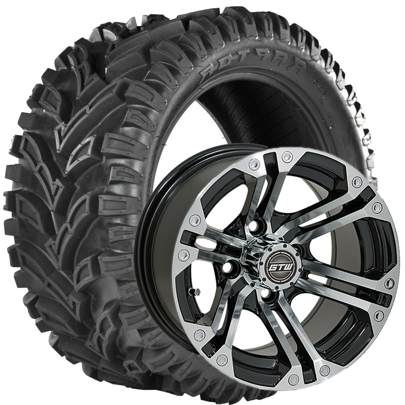 [23x1012”] GTW Specter Black and Machined Wheels with 23” Raptor Mud